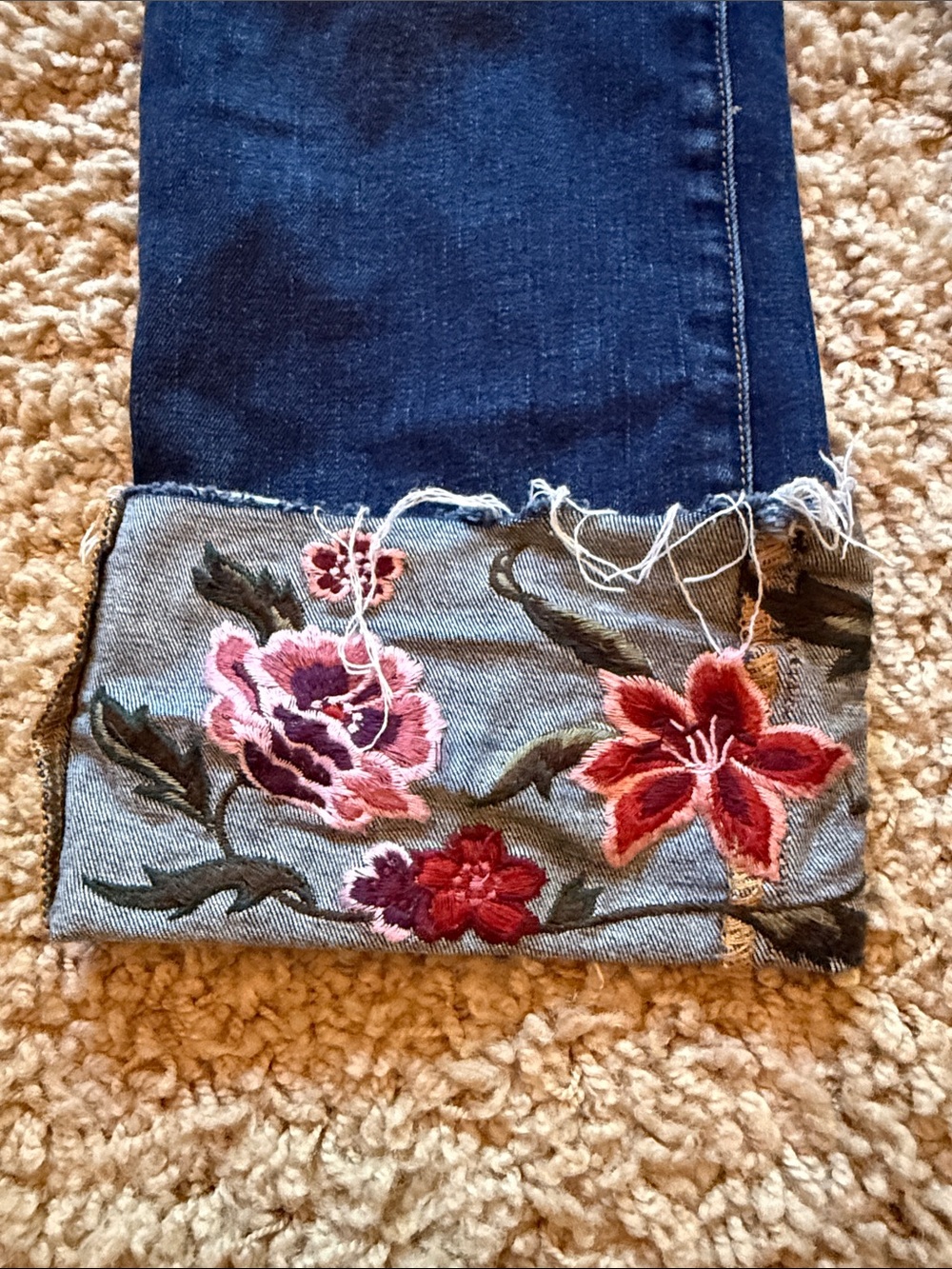 Driftwood Colette Embroidered Floral Cuff Straight Leg Jeans Size 30 Ankle Crop - Picture 5 of 9